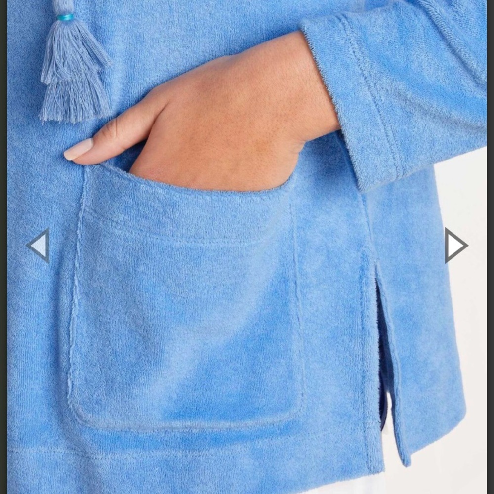 NWT Vineyard Vines Terry Towel Hoodie in Ocean Breeze Blue - Picture 4 of 9